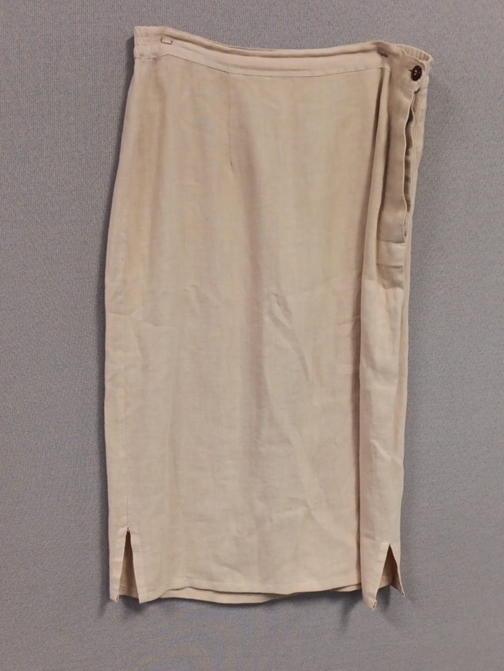 Vintage Kiko Beige Straight Midi Skirt with Side Slit